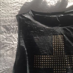 Cross studded black muscle t shirt